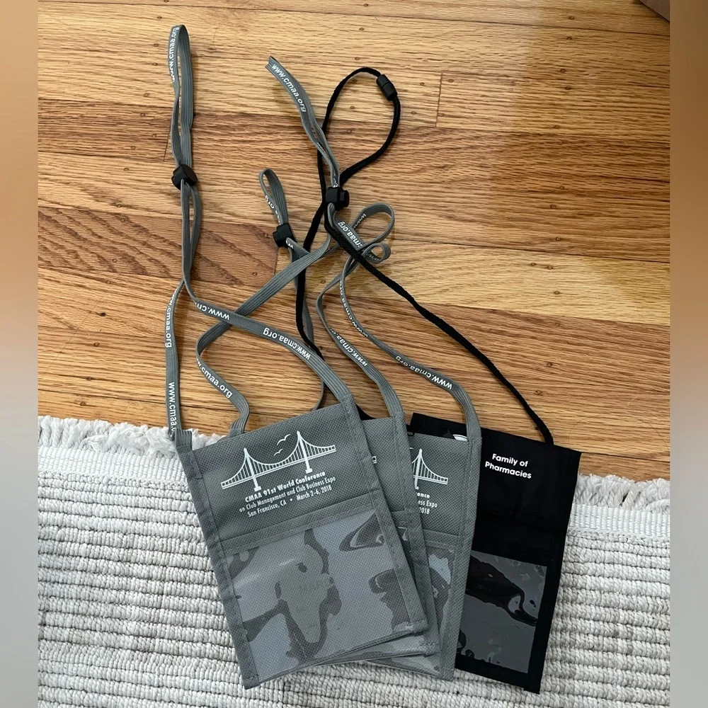 4 Black Grey Badge Holder Lanyard ID Card Neck Wallet